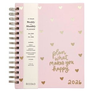 2026 Planners, Eccolo Spiral Agenda Planner, Weekly & Monthly Pages, 12 Months